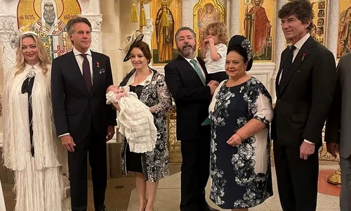 Prințul Emanuele Filiberto de Savoia și Adriana Abascal la botezul Prințesei Kira Leonida a Rusiei cu Marele Duce George și Prințesa Victoria Romanova a Rusiei   Instagram 2 jpg