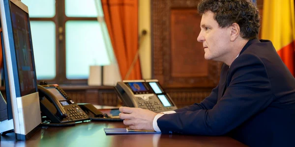 Nicusor Dan, videoconferinţă la reuniunea „Coaliţiei de Voinţă” FOTO X