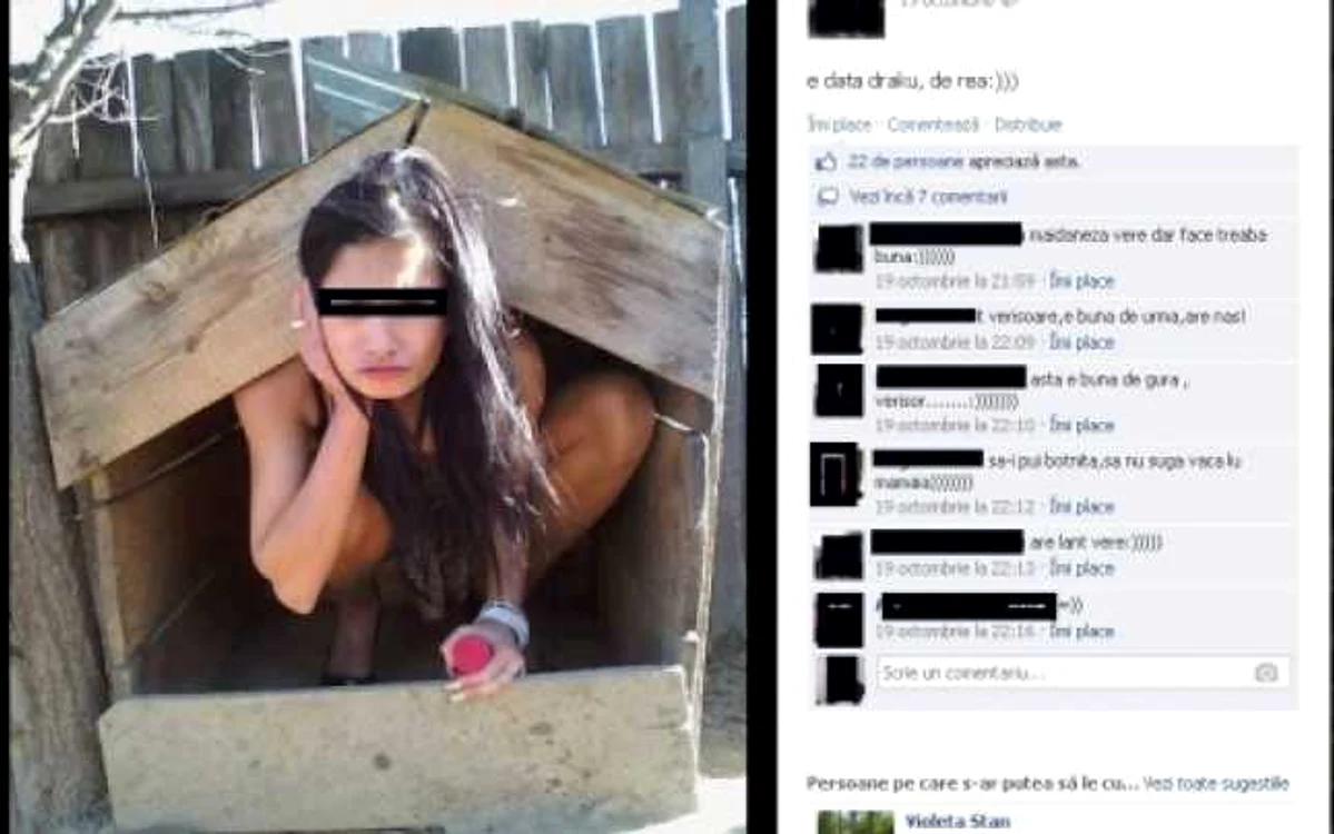 Mândru nevoie mare, bărbatul a postat fotografia pe Facebook, alături de comentariul sugestiv: "I-am făcut coteţ la curvă”.