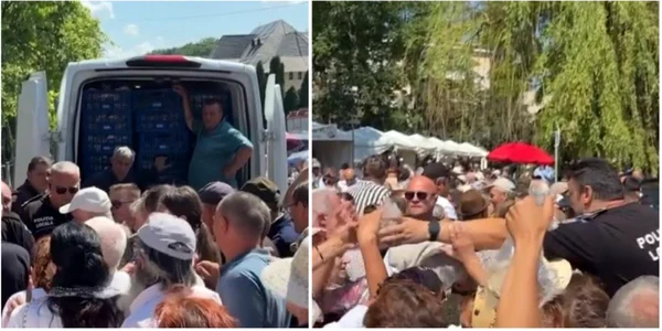 Mii de oameni s-au călcat în picioare pentru porții de mâncare gratis, la Suceava. Ambulanțele, blocate de mulțime FOTO captura vid Antena 3 CNN