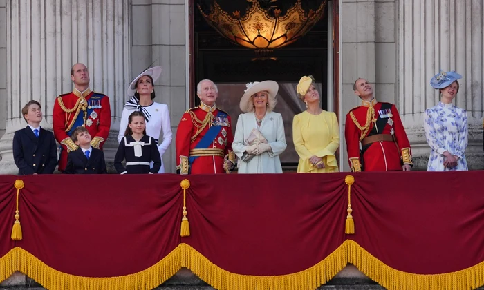Printul George, Printul William, Printul Louis, Printesa Kate, Printesa Charlotte, Regele Charles, Regina Camilla, Ducesa Sophie si Lady Louise Windsor  la Trooping the Colour 2024  profimedia 0881839450 jpg