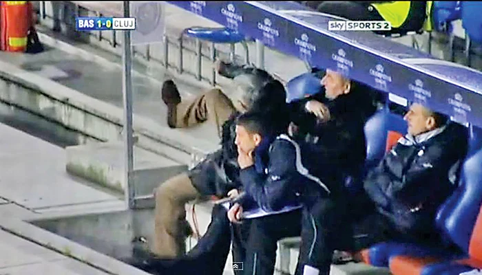 23 noiembrie 2010,  la meciul FC Basel – CFR,  1-0, a spart geamul lateral  al băncii de rezervă