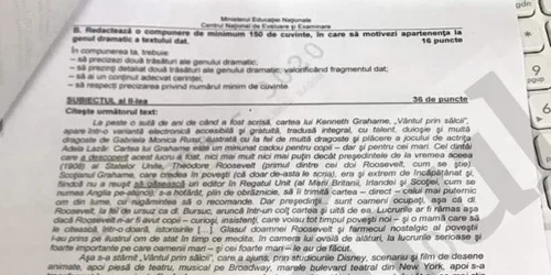 O compunere despre o întâmplare și argumentarea genului dramatic sunt subiectele date la Evaluare la proba de Limba și literatura română jpeg