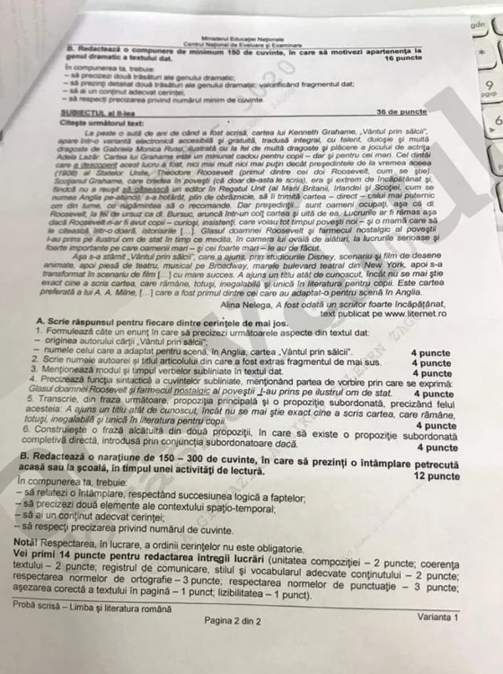 O compunere despre o întâmplare și argumentarea genului dramatic sunt subiectele date la Evaluare la proba de Limba și literatura română jpeg