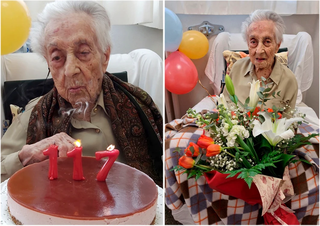  Colaj de imagini cu Maria Branyas femeia care a trăit 117 ani Foto Super Avia Catalana