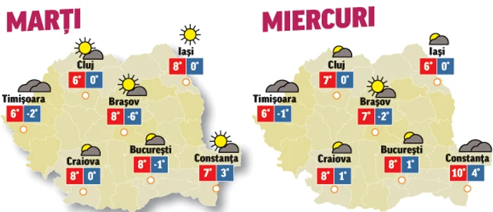 Prognoza meteo pentru următoarele două zile anunță că vremea va fi capricioasă