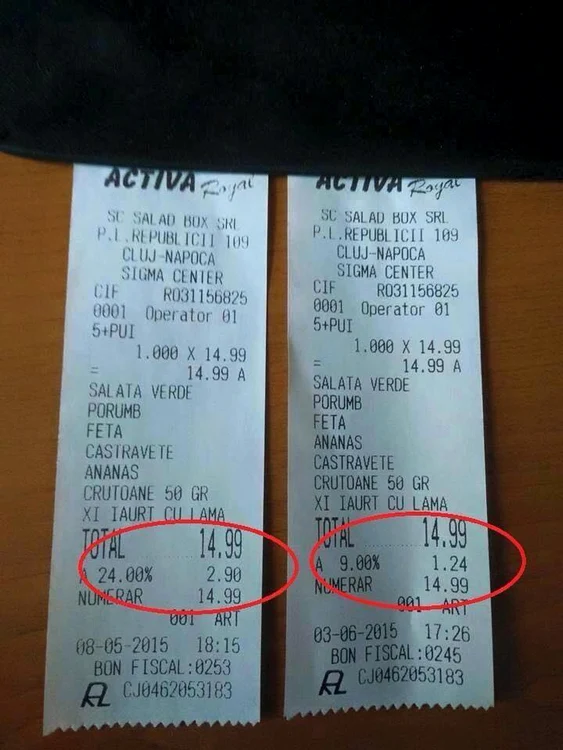 Uite care sunt prețurile cu TVA 24% și cu TVA 9%, într-un magazin din Cluj-Napoca