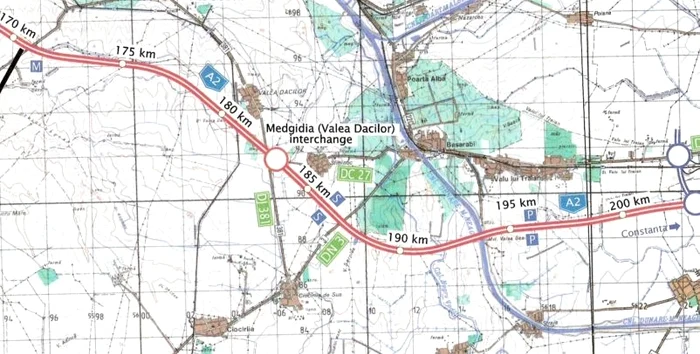 Planul tronsonului autostrăzii Medgidia - Constanţa