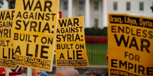 Protest fata de un razboi in Siria la New York