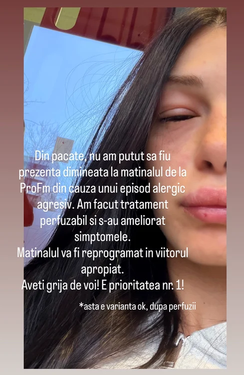Mesajul publicat de Alina Eremia / foto: Instagram