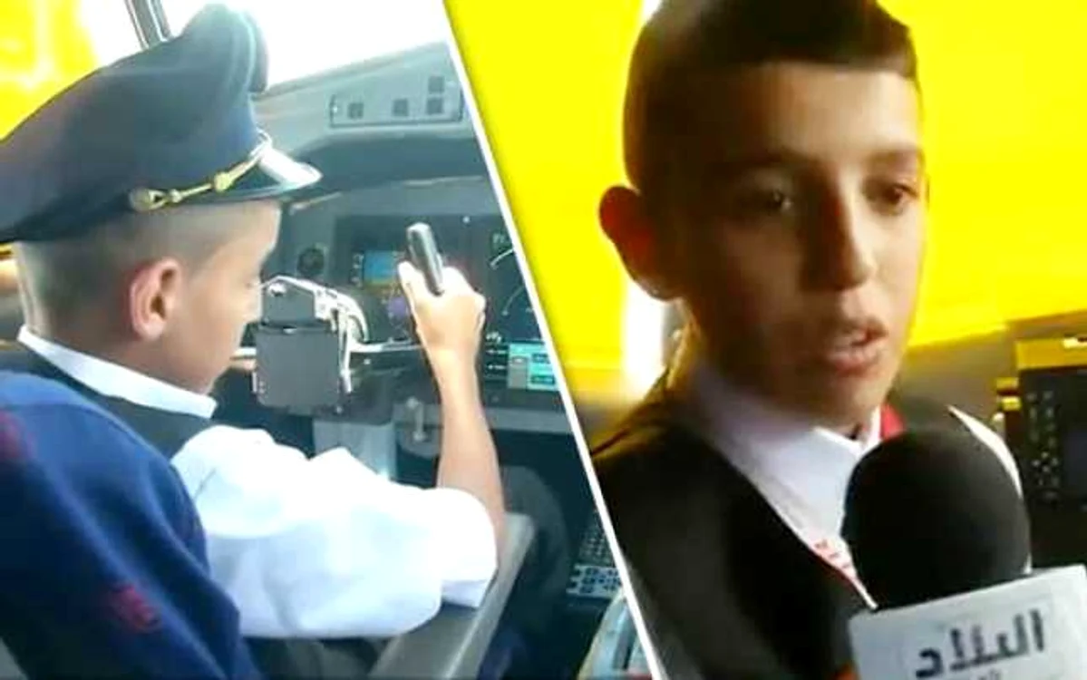 Copilul ar fi fost invitat să piloteze avionul ca parte a unei campanii umanitare FOTO Al Bild TV