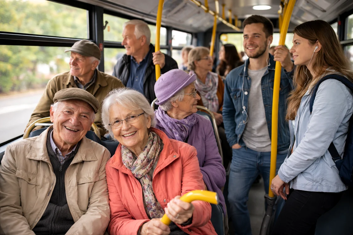 Pensionarii beneficiază de transport gratuit în funcție de anumite condiții. FOTO: AI