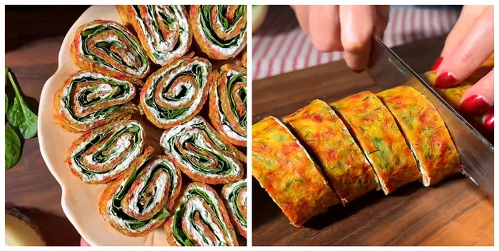 Ruladă cu dovlecei și sfeclă roșie / FOTO: Colaj captură video TikTok