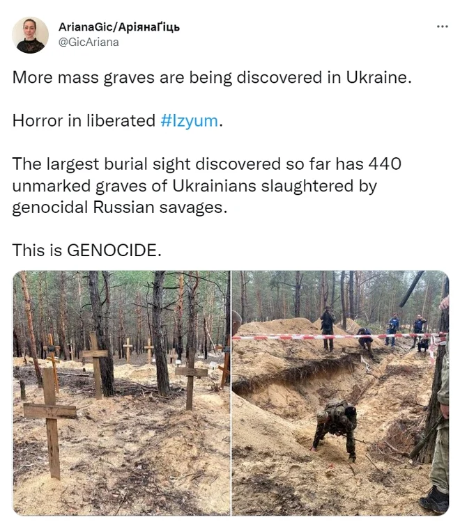 Ucraina acuză Rusia încă de la începutul războiului că se dedă unui genocid FOTO Twitter