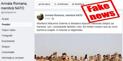 Fake news Armata Română FOTO FB MApN