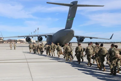 Trupe americane din Divizia 82 aeropurtata trimise in Orientul Mijlociu dupa evenimentele din Irak  - i ianuarie 2020 FOTO AFP PHOTO / CAPT. ROBYN J. HAAKE / US ARMY