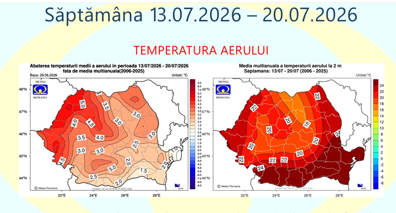 Prognoza pentru a treia săptămână a intervalului. FOTO ANM