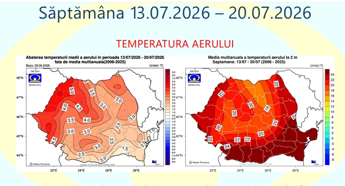 Prognoza pentru a treia săptămână a intervalului. FOTO ANM