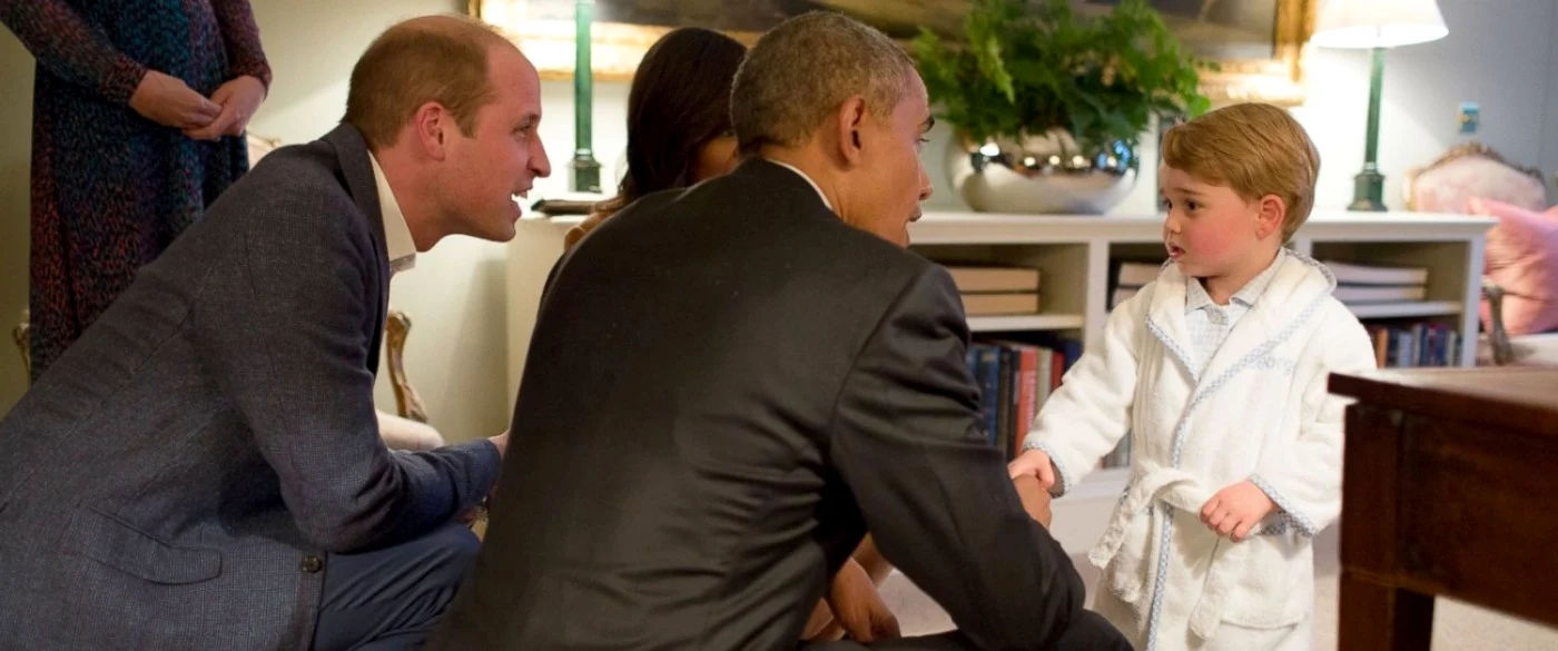 Prinţul George a dat mâna cu Barack Obama Foto: Twitter @KensingtonRoyal