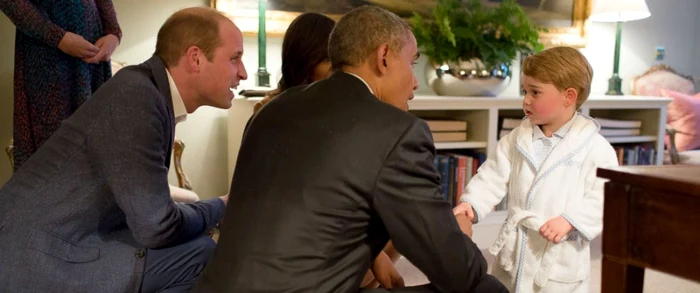 Prinţul George a dat mâna cu Barack Obama Foto: Twitter @KensingtonRoyal