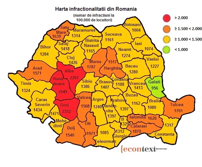 Harta infracţionalităţii din ţară