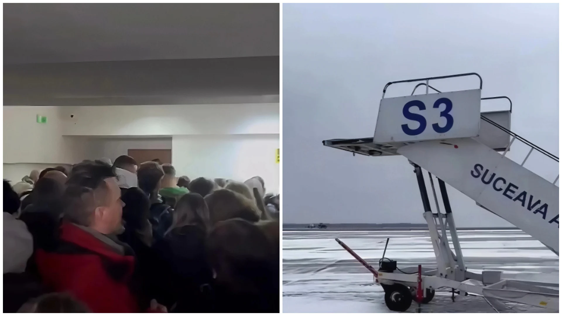 Zboruri amânate la Aeroportul Suceava, din cauza gheții de pe piste. Sute de pasageri sunt blocați în terminal