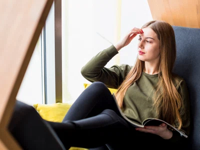portrait modern woman relaxing home jpg