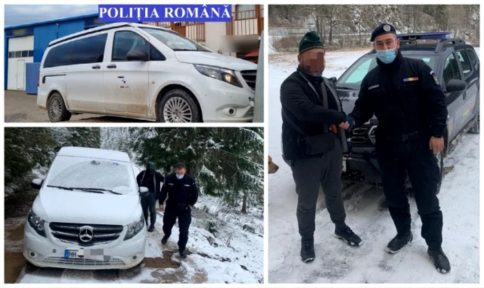 Masina cetăţeanului chinez rămas înzăpezit în Bihor şi salvat de jandarmi s-a dovedit furată. FOTO: Facebook/Poliţia Română