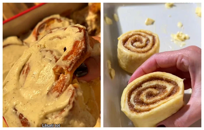 Rulouri cu scorțișoară și vanilie / FOTO: Colaj captură video TikTok