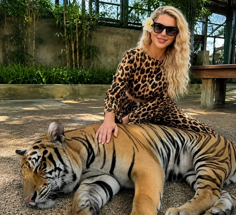 Ornela Pasăre, alături de tigrii în Thailanda foto: arhivă personală 