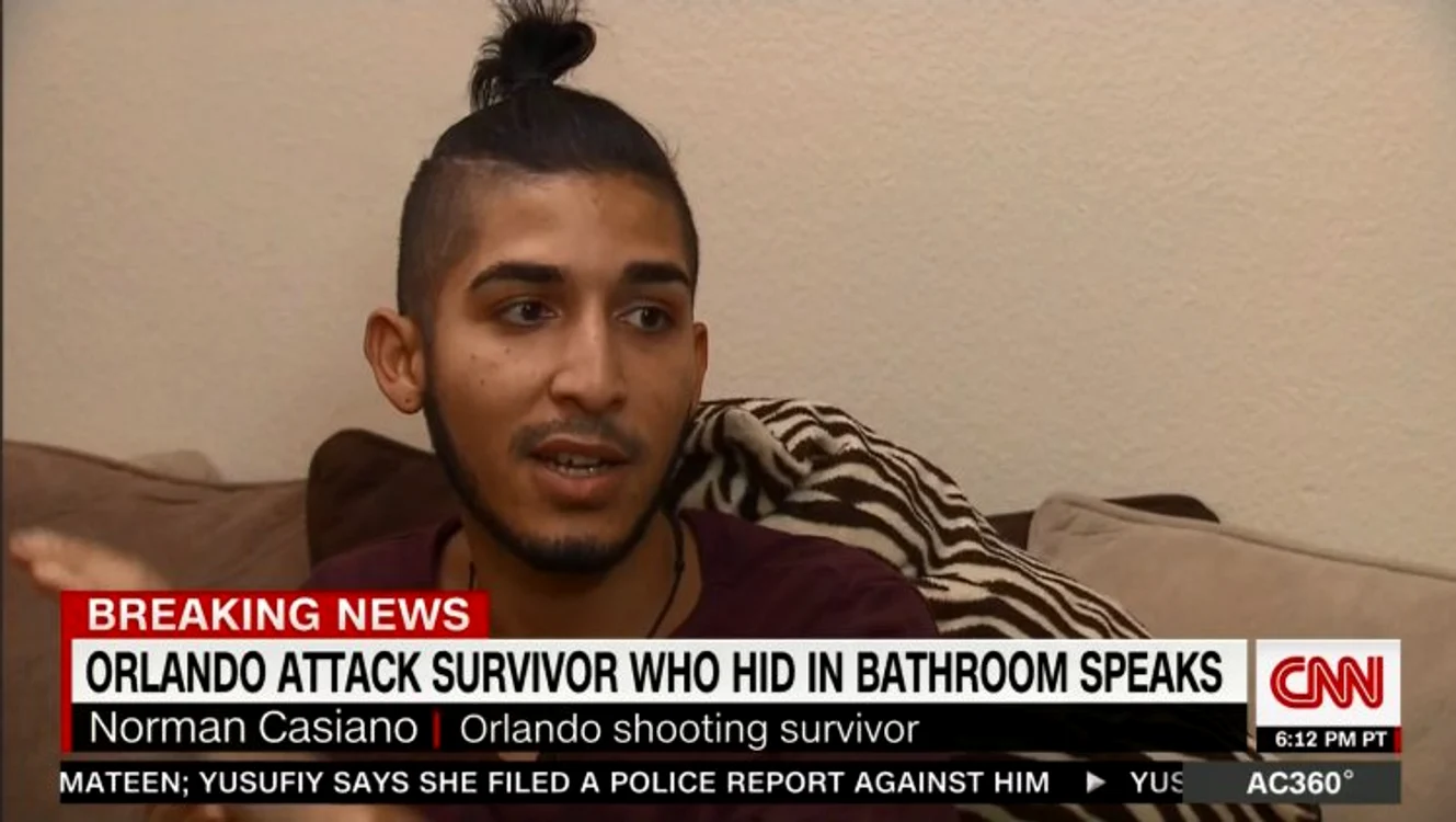 
    Norman Casiano a supraviețuit masacrului din clubul de gay din OrlandoFoto captură foto/CNN  