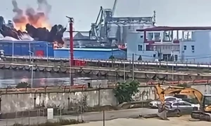Drona explodata in Portul Constanta FOTO Captură video 