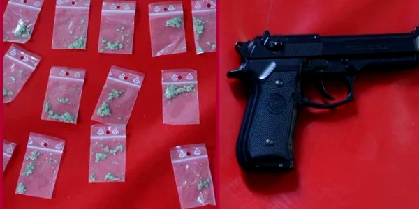 Tineri prinsi cu pistol si marijuana FOTO PLG Galati