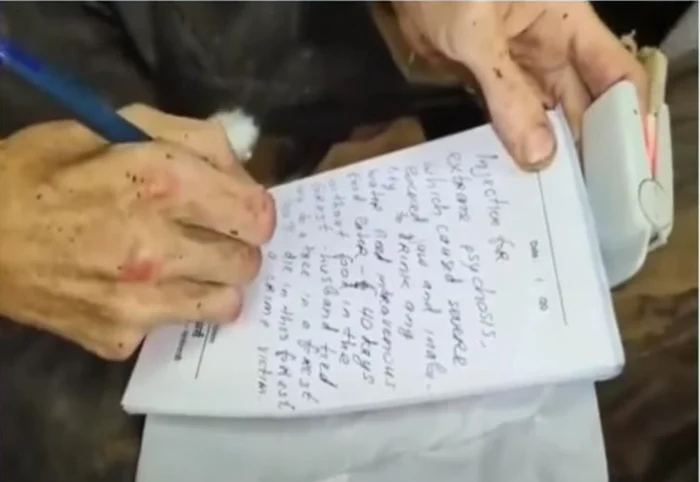 Pentru că nu putea vorbi, le-a scris poliţiştilor versiunea ei. Foto: captură video