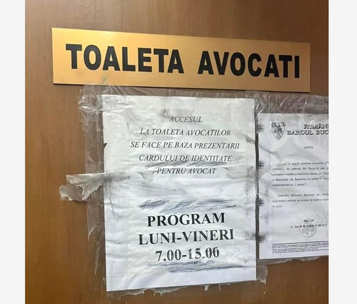 Tribunalul București neagă că accesul avocaților la toaletă se face cu program și pe baza cardului profesional