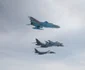 Două bombardiere strategice americane antrenamente comune deasupra României cu avioane ale Forţelor Aeriene Române FOTO MApN