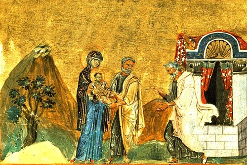 Tăierea împrejur cea după trup a Domnului - miniatură din Menologhionul lui Vasile al II-lea Macedoneanuldoxologia.ro