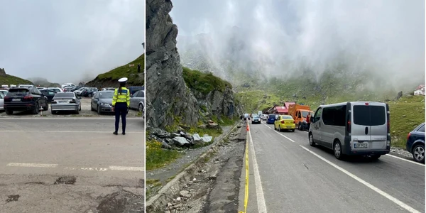 Traficul infernal de pe Transfăgărăşan Foto colaj Poliţia Sibiu