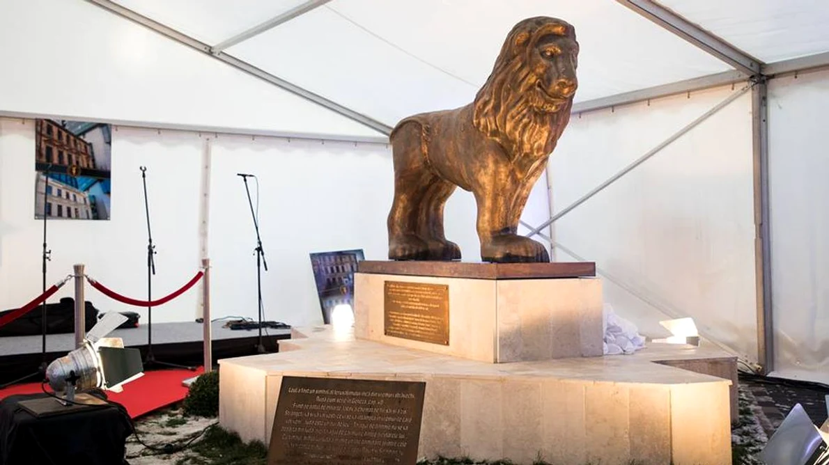 Statuia «Leul simbolul orașului Ierusalim», inaugurată în fostul cartier evreiesc din București jpeg