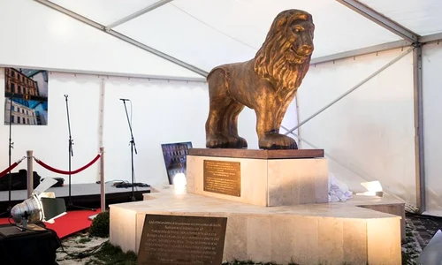 Statuia «Leul simbolul orașului Ierusalim», inaugurată în fostul cartier evreiesc din București  jpeg