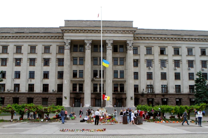 Casa Sindicatelor din Odessa, locul unde la începutul lunii mai au murit peste 40 de oameni FOTO Mircea Barbu