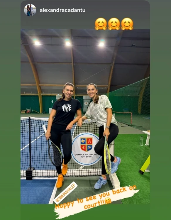 Simona Halep și Aleexandra Cadanțu, la antrenamente. Foto Instagram