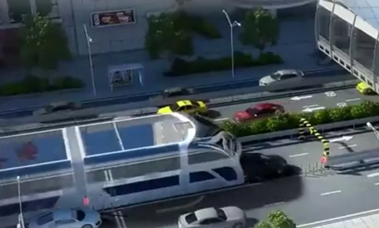
    Chinezii au realizat autobuzul "suspendat"Foto captură/Facebook  