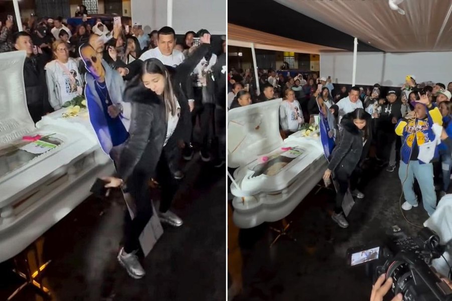 Moment șocant la o înmormântare. O văduvă a fost filmată în timp ce dansa provocator pe sicriul deschis al soțului