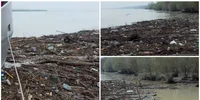Dunărea, sufocată de gunoaie la Galați după viituri. Autoritățile și firmele, somate să intervină urgent FOTO: captură video Facebook/Giv Viorel