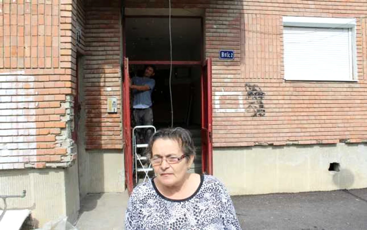 Dalidis Tomiţa a vrut să repare uşa blocului, dar a fost reclamată la Poliţie FOTO Alin Ion