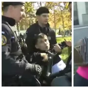 Mai mulți oameni au fost săltați de jandarmi la audierea lui Georgescu FOTO Captură video 