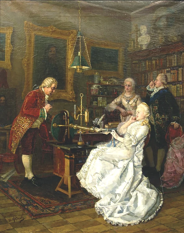  Ecaterina cea Mare, în vizită la savantul Mihail Lomonosov, în 1764