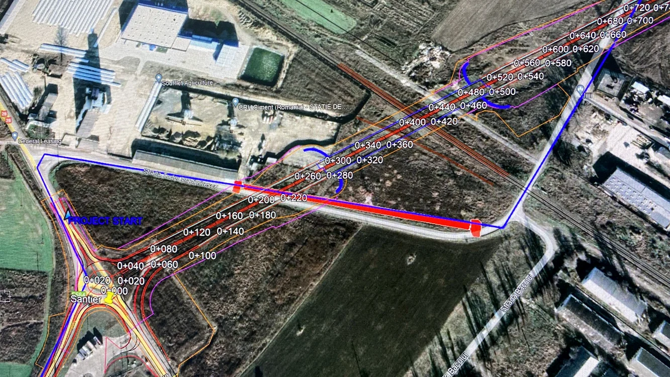 Hartă restricții de circulație în zona podului suspendat peste Dunăre FOTO: captură constructor 