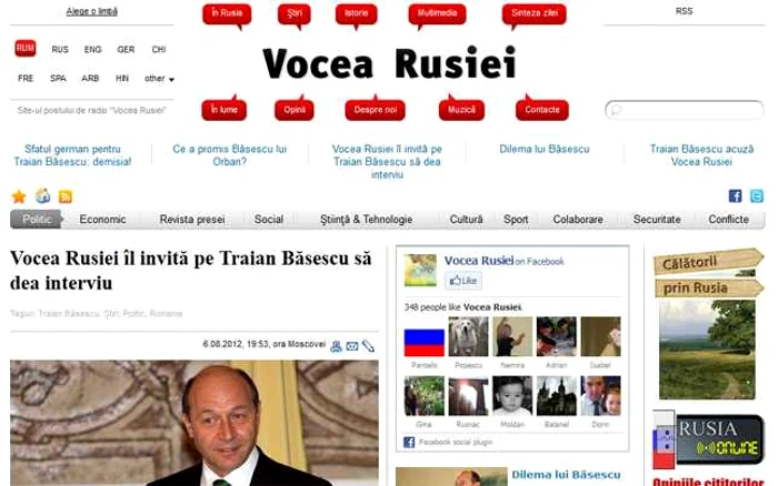 Informaţia a fost publicată pe site-ul Vocea Rusiei